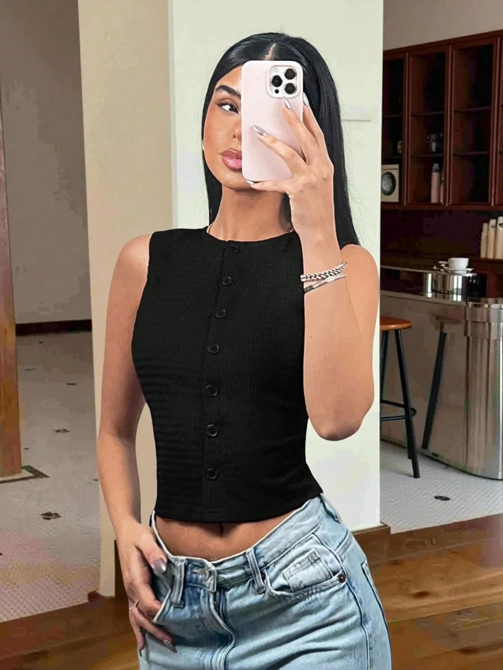 ZARA Spring Summer Sexy Fitted Round Neck Sleeveless Knit Crop Top